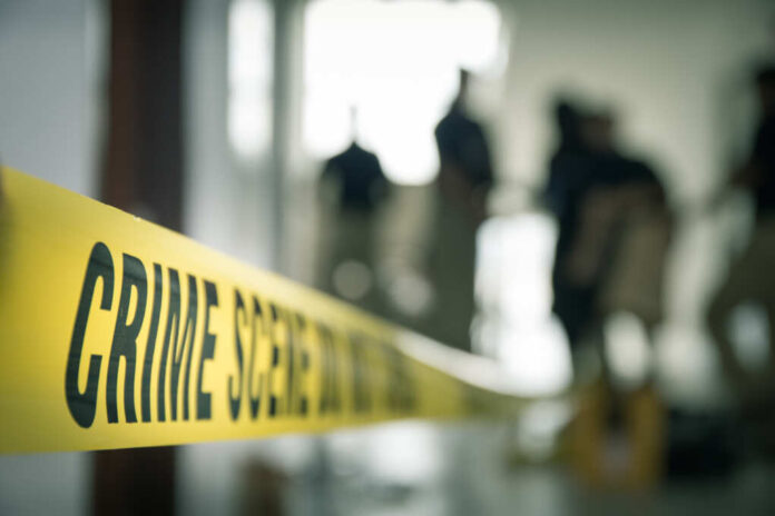 Crime,Scene,Tape,With,Blurred,Forensic,Law,Enforcement,Background,In