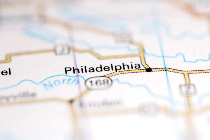 Philadelphia.,Missouri.,Usa,On,A,Geography,Map