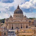 St. Peters Basilica in Vatican City under a cloudy sky