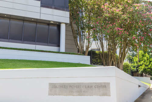 Exterior view of the Southern Poverty Law Center building with landscaping