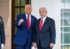 Donald Trump and Benjamin Netanyahu standing together at the White House