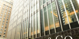 Exterior view of the JPMorgan Chase building featuring a glass facade