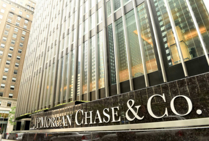 Exterior view of the JPMorgan Chase building featuring a glass facade