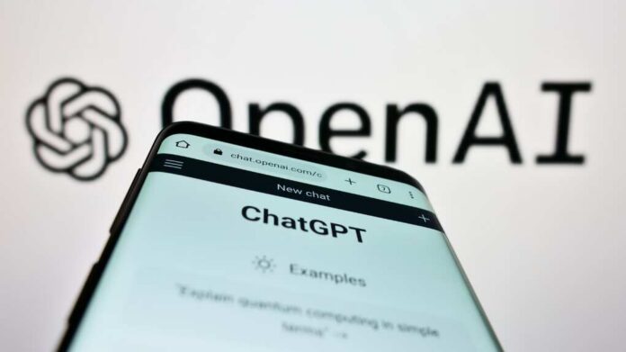 Stuttgart,,Germany,-,12-29-2022:,Mobile,Phone,With,Website,Of,Us Close-up of a smartphone displaying the ChatGPT interface with the OpenAI logo in the background