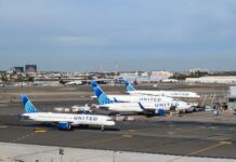 Boeing 767 SMASHES NJ Turnpike – Near Disaster! Several United Airlines airplanes parked at an airport terminal