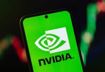 NVIDIA logo displayed on a smartphone screen with a green background