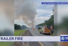 Trailer fire near Chattanooga sends fireworks shooting over I-75