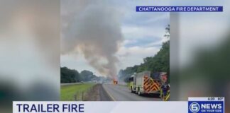 Trailer fire near Chattanooga sends fireworks shooting over I-75