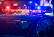 CHAOS Night Stuns Chicago Close-up of a police cars emergency lights