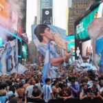 Argentina and Spain fans rally in New York ahead of World Cup final
