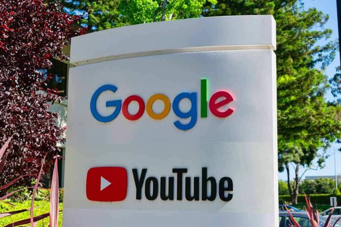 Google and YouTube logos on an outdoor office sign
