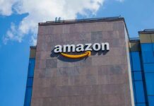 Amazon logo on modern office building facade