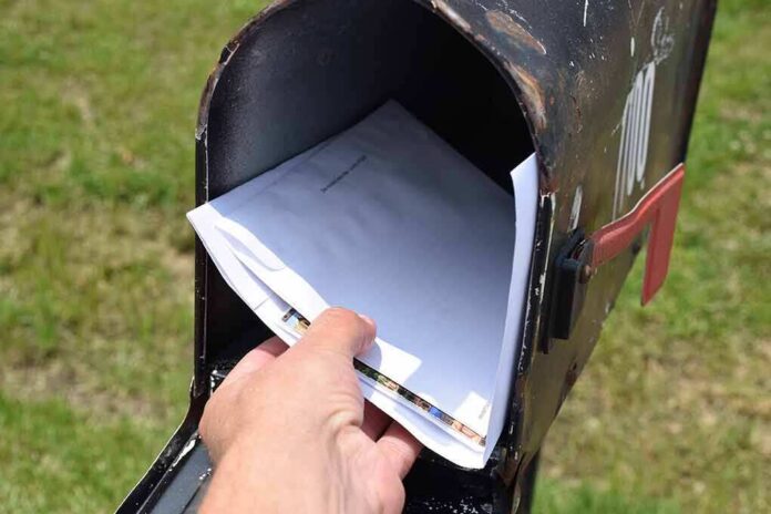 shutterstock_2318351967-1 Hand retrieving mail from an open rural mailbox