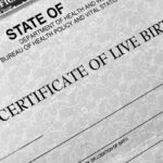 Birth certificate form close-up