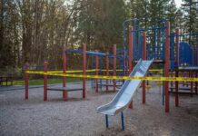 Bronx Park Match Turns BLOODY Playground equipment wrapped with caution tape
