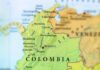 Map of Colombia with cities and neighboring countries