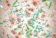 Scary AI Breakthroughs Rattle Biosecurity Colorful microscopic bacteria and viruses floating in space