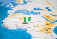 Nigeria Scrambles After Surprise Ebola Confirmation Map of Africa with a pin flag marking Nigeria