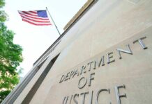Poison Spike Triggers DOJ Crackdown Department of Justice building with American flag