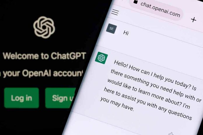 smartphone displaying a chat interface on chat.openai.com
