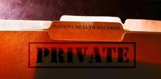 file folders labeled for patient health records marked private