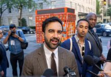 New York’s Antisemitism Strategy Takes Shape Zohran Mamdani speaking to reporters on a city sidewalk